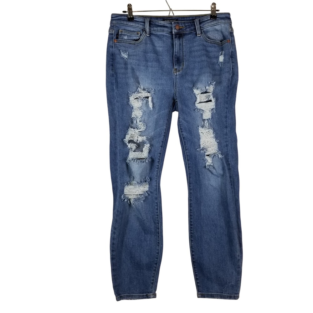 Judy Blue Boyfriend Fit Destroyed Distressed Jeans Medium Wash Size 9/29